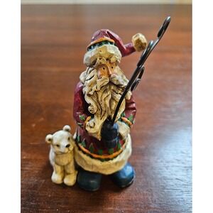 Russ Berrie The Christmas Sampler Santa Claus‎ Figurine With Polar Bear Folk Art